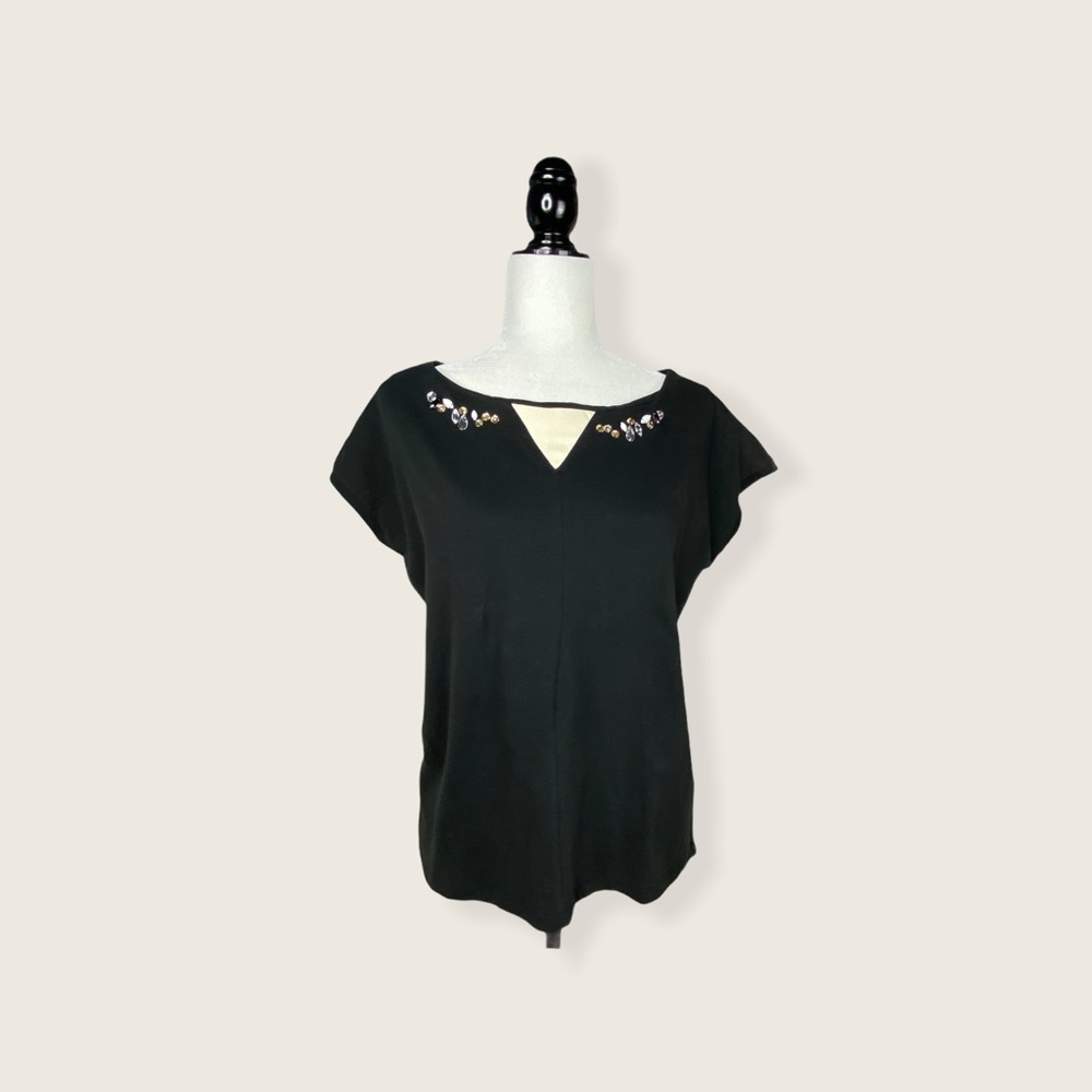 Coupé Collection Cotton & Faux Leather & Jewel Tee